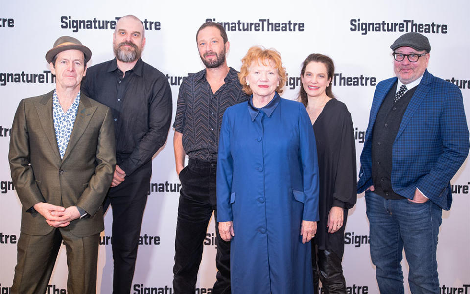 The cast and director: Denis O’Hare, David Harbour, Ebon Moss-Bachrach, Becky Ann Baker, Carolyn Baeumler, Terry Kinney (director)