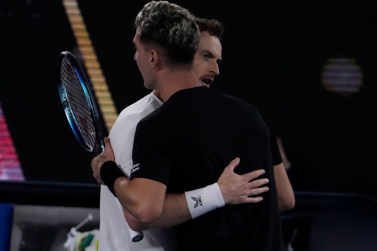 Andy Murray, left, hugs Thanasi Kokkinakis after their epic battle (Ng Han Guan/AP) (AP)