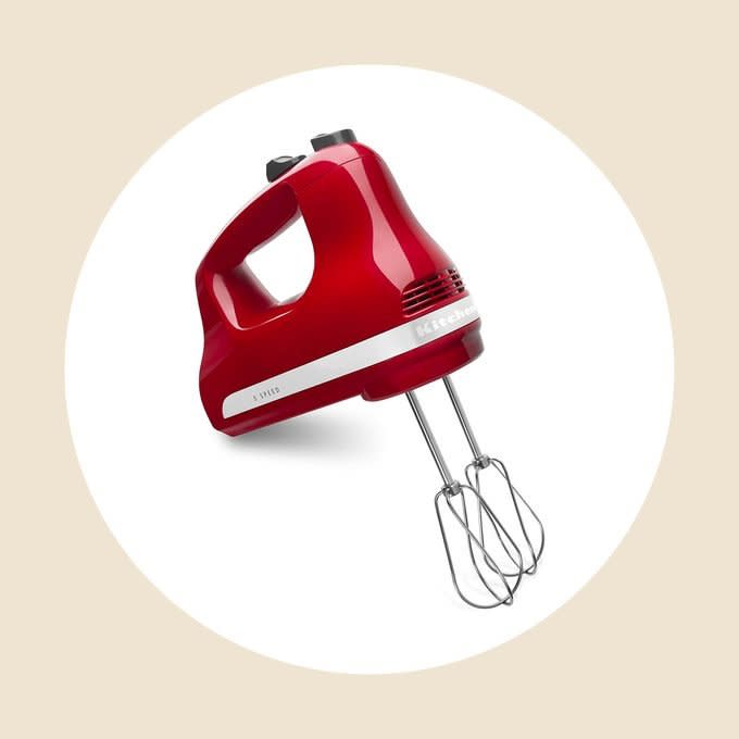 <a href="https://www.amazon.com/KitchenAid-KHM512ER-5-Speed-Ultra-Empire/dp/B009VUHLHA/ref=sr_1_3?keywords=kitchenaid+hand+mixer&qid=1636307951&s=home-garden&sr=1-3" rel="nofollow noopener" target="_blank" data-ylk="slk:Hand Mixer;elm:context_link;itc:0;sec:content-canvas" class="link rapid-noclick-resp">Hand Mixer</a>