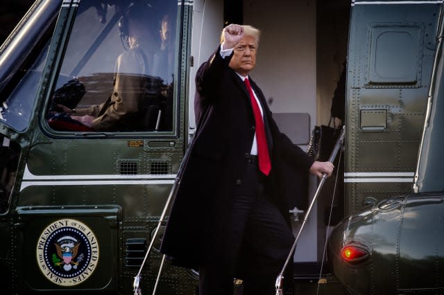 President Donald Trump departs the White House for the last time, on January 20 in Washington, DC.