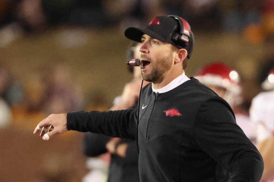 New TCU OC Kendal Briles has been the Arkansas offensive coordinator for the past three seasons. (Photo by Scott Winters/Icon Sportswire via Getty Images)