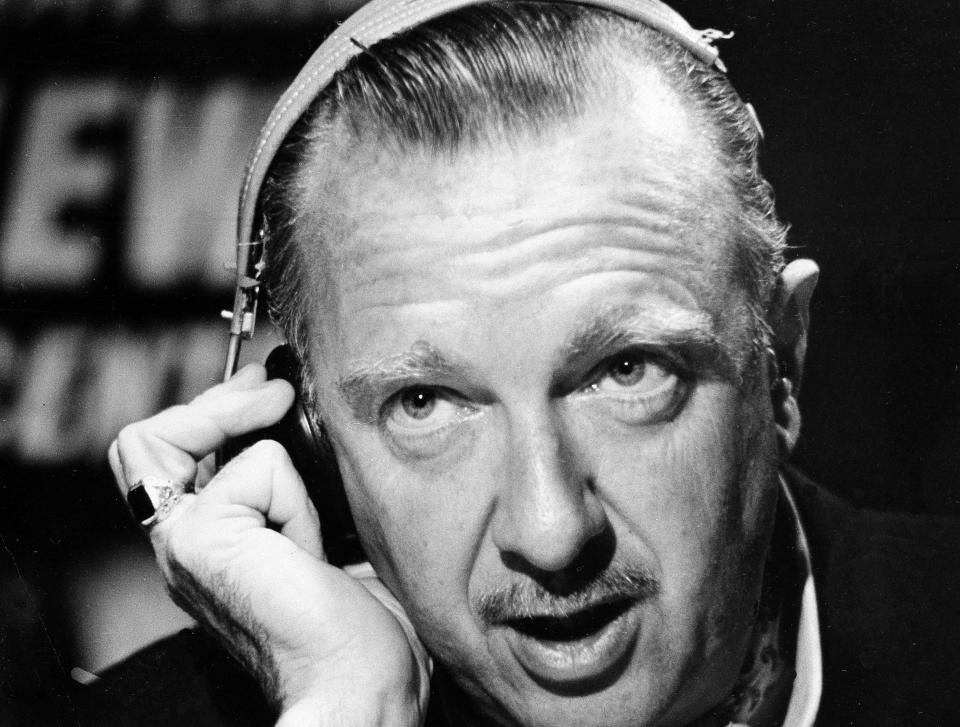 FILE - This undated file photo provided by CBS, shows CBS television newscaster Walter Cronkite. In "Cronkite," a biography by Douglas Brinkley, the CBS Newsman emerges as the intrepid newshound upon whom was thrust the unsought mantle of "most trusted man in America" and who never betrayed that public trust. (AP Photo/CBS, File)