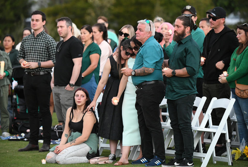 Kelly Wilkinson's family at her vigil. 