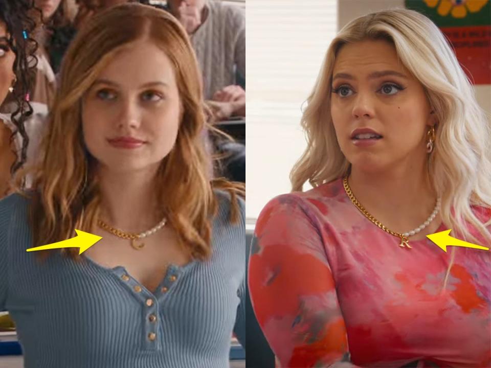 Left: Angourie Rice as Cady Heron in "Mean Girls." Right: Reneé Rapp as Regina George in "Mean Girls."