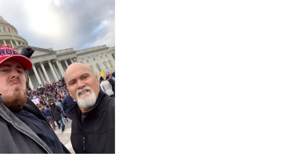 Jerry Ryals, left, and Anthony Griffith Sr. are seen outside the U.S. Capitol on Jan. 6, 2021, in this photo used as evidence at Griffith's trial.