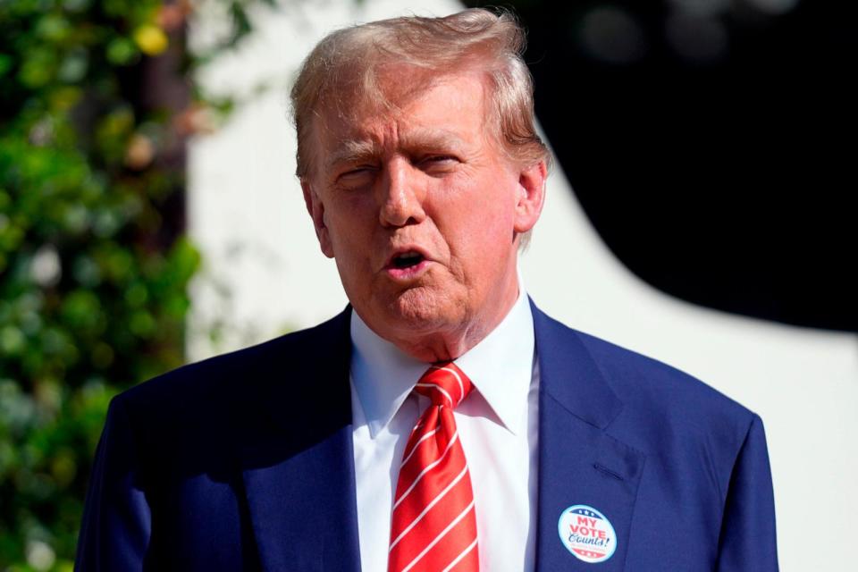 PHOTO: Republican presidential candidate former President Donald Trump speaks after voting in the Florida primary election in Palm Beach, Fla., March 19, 2024. (Wilfredo Lee/AP)