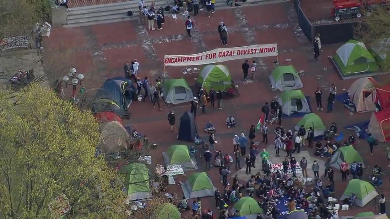 <div>Pro-Palestinian protesters have set up camp on the University of Michigan to demand the school divest from Israel.</div>