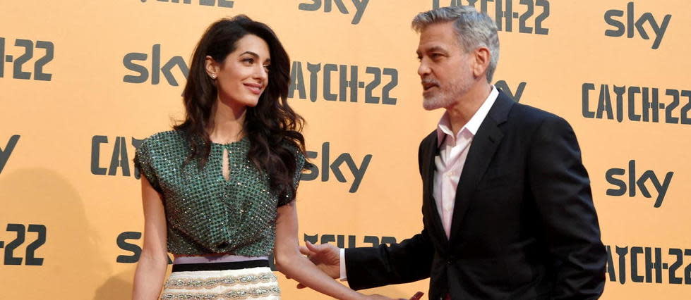 George Clooney et son épouse Amal Clooney, en mai 2019, à Rome.
