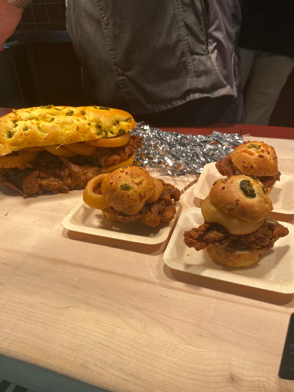 The fried ribeye sandwich is a new signature offering from Levy Restaurants that will be available at all OU home football games this season.