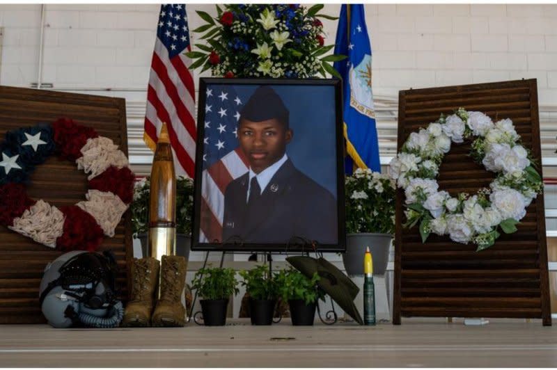 Hundreds of friends, family and teammates gather for Senior Airman Roger Fortson’s funeral service at Hurlburt Field, Florida, May 20, 2024. U.S. Air Force photo by Staff Sgt. Alex Stephens