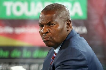 Presidential candidate Faustin-Archange Touadera looks on at the start of a a live television debate against Anicet-Georges Dologuele ahead of Sunday's second round election, in Bangui, Central African Republic, February 12, 2016. REUTERS/Siegfried Modola