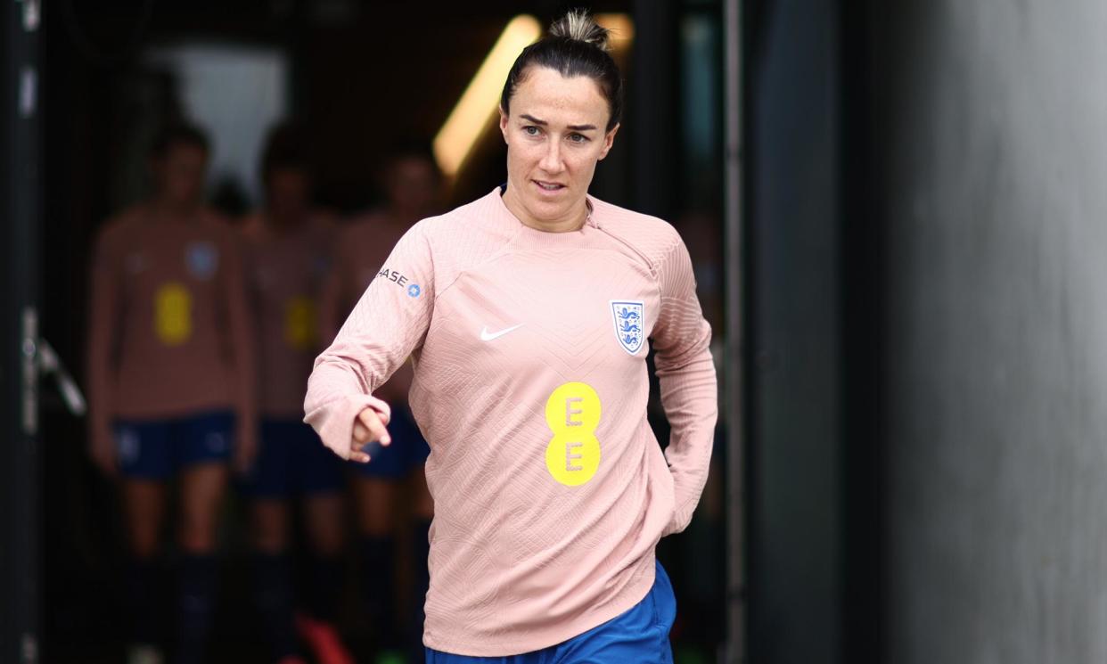 <span>Lucy Bronze, pictured this week at an England training session, has won five Champions League titles.</span><span>Photograph: Naomi Baker/The FA/Getty Images</span>