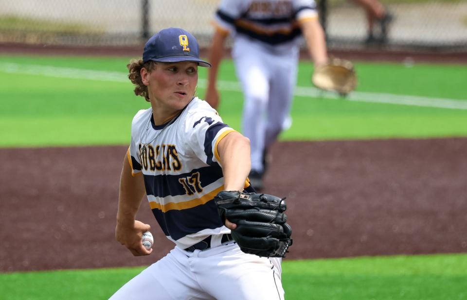 Logan Tammerine pitches for Whiteford during a 5-2 win over Jackson Lumen Christi in a Division 3 Regional championship game at Adrian College Saturday. The Bobcats later fell 4-3 to Bridgman in the state quarterfinals.