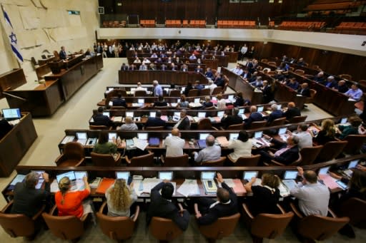 Israeli lawmakers gather for the vote approving the controversial Jewish nation state law on July 18, 2018