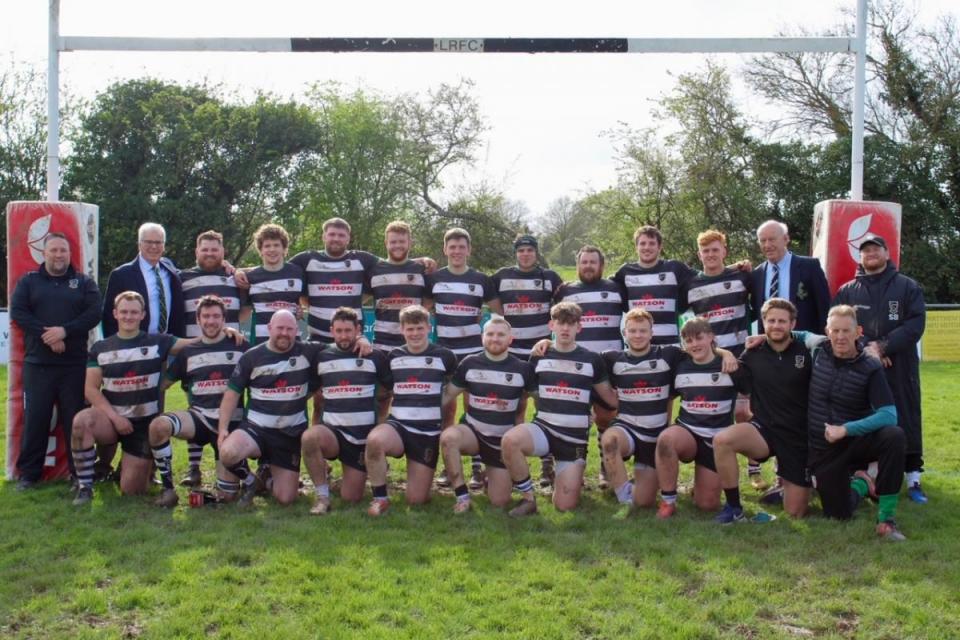 The Ledbury RFC team who sealed promotion out of the Counties 1 Midlands West (South). <i>(Image: Beth Jones)</i>