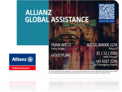 This is an image of the Allianz Assist Card, a card that aims to help travellers with online claim submissions and offers concessions like coming preloaded with S$28 EZ-Link value