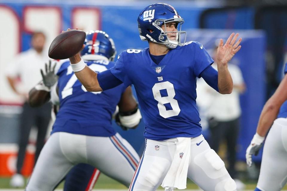 N.Y. Giants quarterback Daniel Jones grew up as a Carolina Panthers fan in Charlotte, with his family holding season tickets to the Panthers. He will face his favorite childhood team for the first time Sunday.