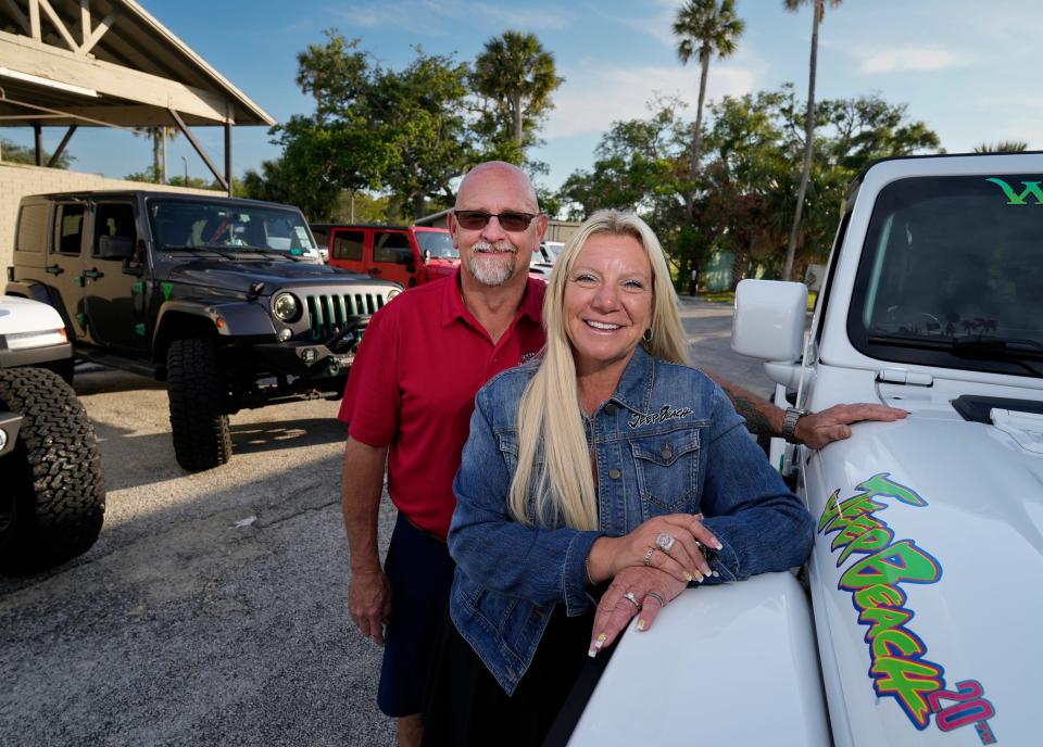 Jeep Beach founder Charlene Greer and her husband, Kurt, pose next to their Jeep outside the Copper Bottom Craft Distillery in Holly Hill. "Epic," is the word that Charlene Greer uses to describe expectations for this year's Jeep Beach, which unfolds from April 19-28 in Daytona Beach.