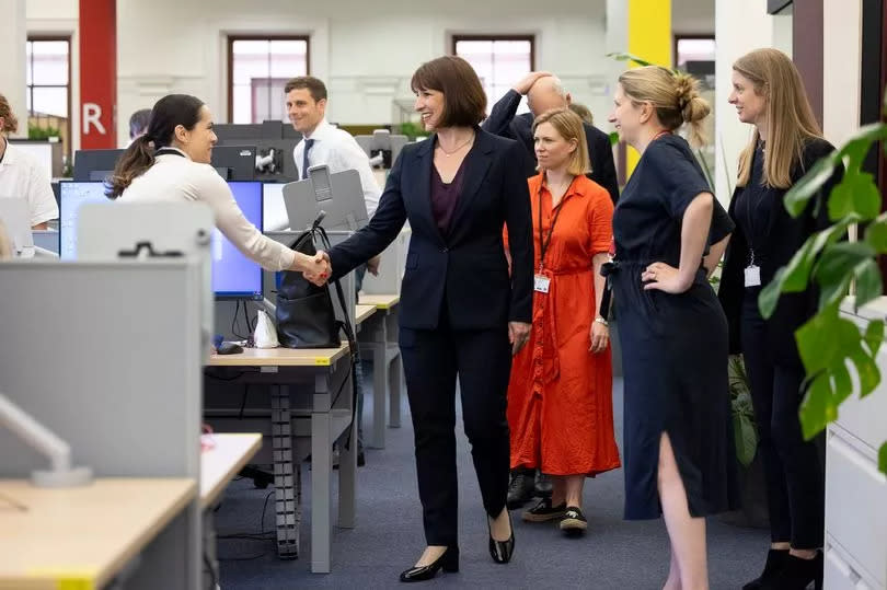 Rachel Reeves greets staff at the Darlington Economic Campus