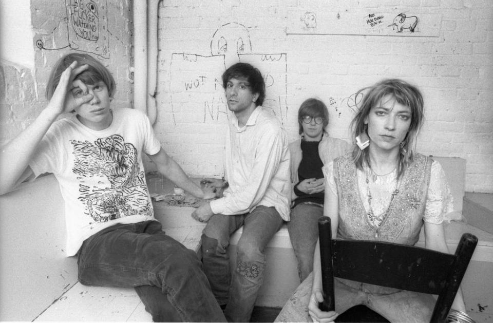 Sonic Youth touring the Netherlands, 1986. From left: Thurston Moore, Lee Ranaldo, Steve Shelley, and Kim Gordon. (Credit: Frans Schellekens/Redferns via Getty Images)