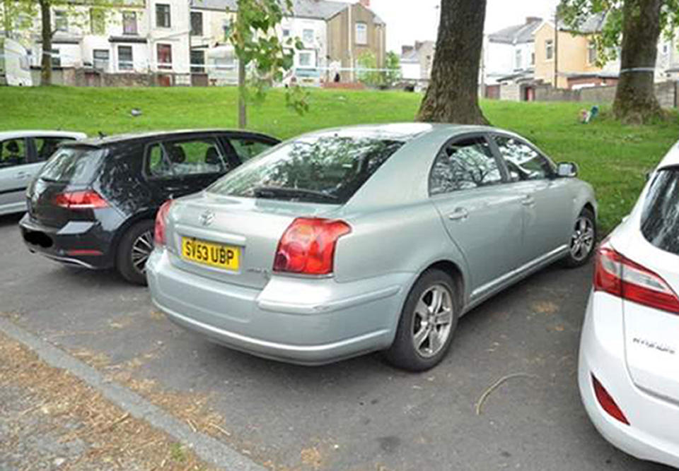 Lancashire Police undated handout photo of the Toyota Avensis, bearing the registration number SV53 UBP,  that police believe was used in the shooting of 19-year-old Aya Hachem in Blackburn. PA Photo. Picture date: Monday May 18, 2020. See PA story POLICE Blackburn. Photo credit should read: Lancashire Police/PA Wire  NOTE TO EDITORS: This handout photo may only be used in for editorial reporting purposes for the contemporaneous illustration of events, things or the people in the image or facts mentioned in the caption. Reuse of the picture may require further permission from the copyright holder.        