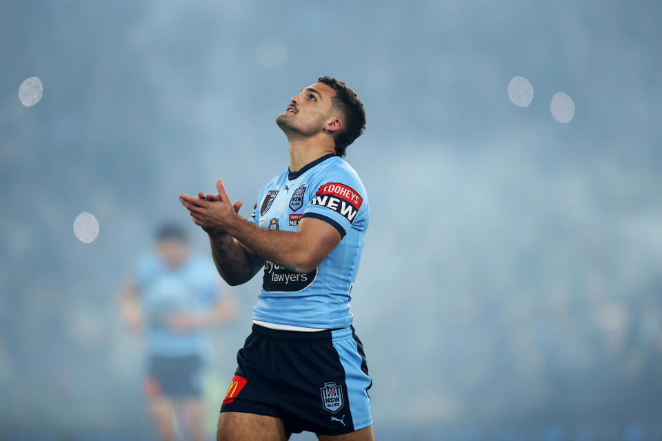 Nathan Cleary (pictured) running out ahead of the State of Origin game.