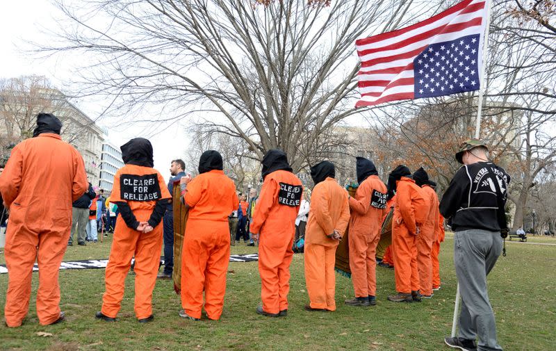 FILE PHOTO: Protestors mark 18th anniversary of Guantanamo Bay detention camp, in Washington