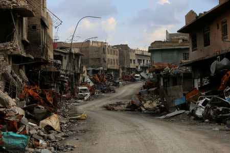 Destroyed buildings are seen in the old city of Mosul, Iraq February 24, 2018. Picture taken February 24, 2018. To match Special Report IRAQ-MOSUL/OFFICIAL REUTERS/Alaa al-Marjani