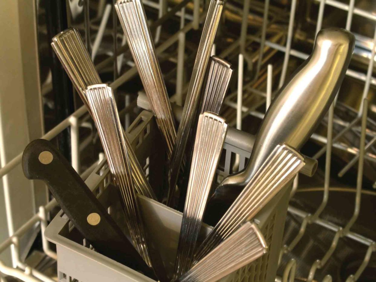 Silverware in Basket Pointing Down