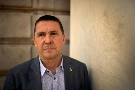 Arnaldo Otegi, general secretary of pro Basque independence party Sortu, poses following an interview with Reuters about Friday's announcement of disarmament by separatist group ETA in Bilbao, Spain April 7, 2017. REUTERS/Vincent West