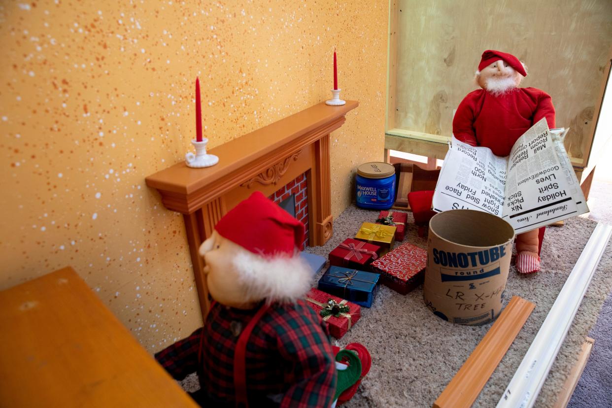 A view of Shillito’s elves displays at the Leader Furniture building in Over-The-Rhine, on Wednesday, Nov. 24, 2021. Shilito's elves display are created by Mark Trierweiler and will be on display starting Friday in the windows of the Leader Furniture building. 