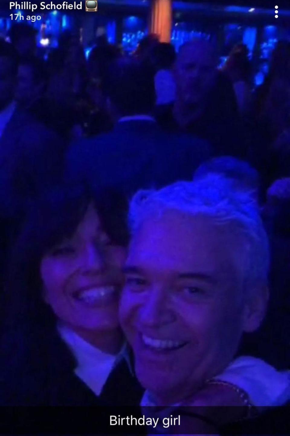 Phillip Schofield and Davina McCall danced the night away (Snapchat/Phillip Schofield)