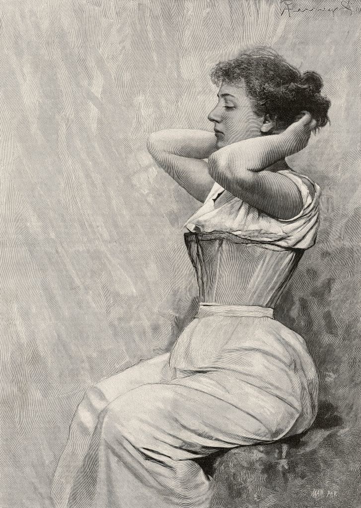 a woman in a corset