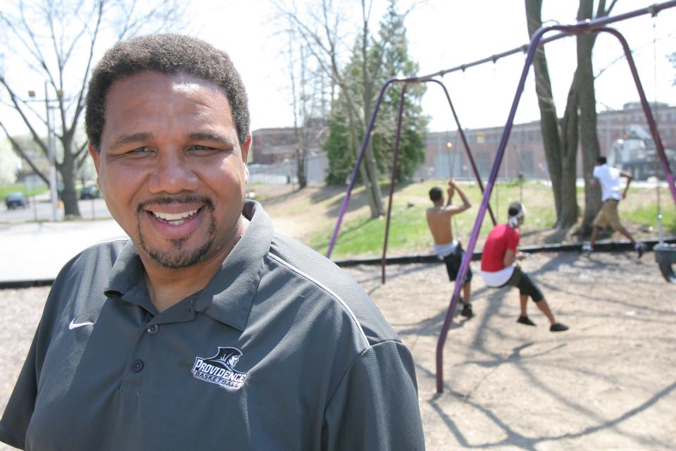 Former Providence College head coach Ed Cooley at the Sackett Street courts in 2011, where he used to play when he was a kid.