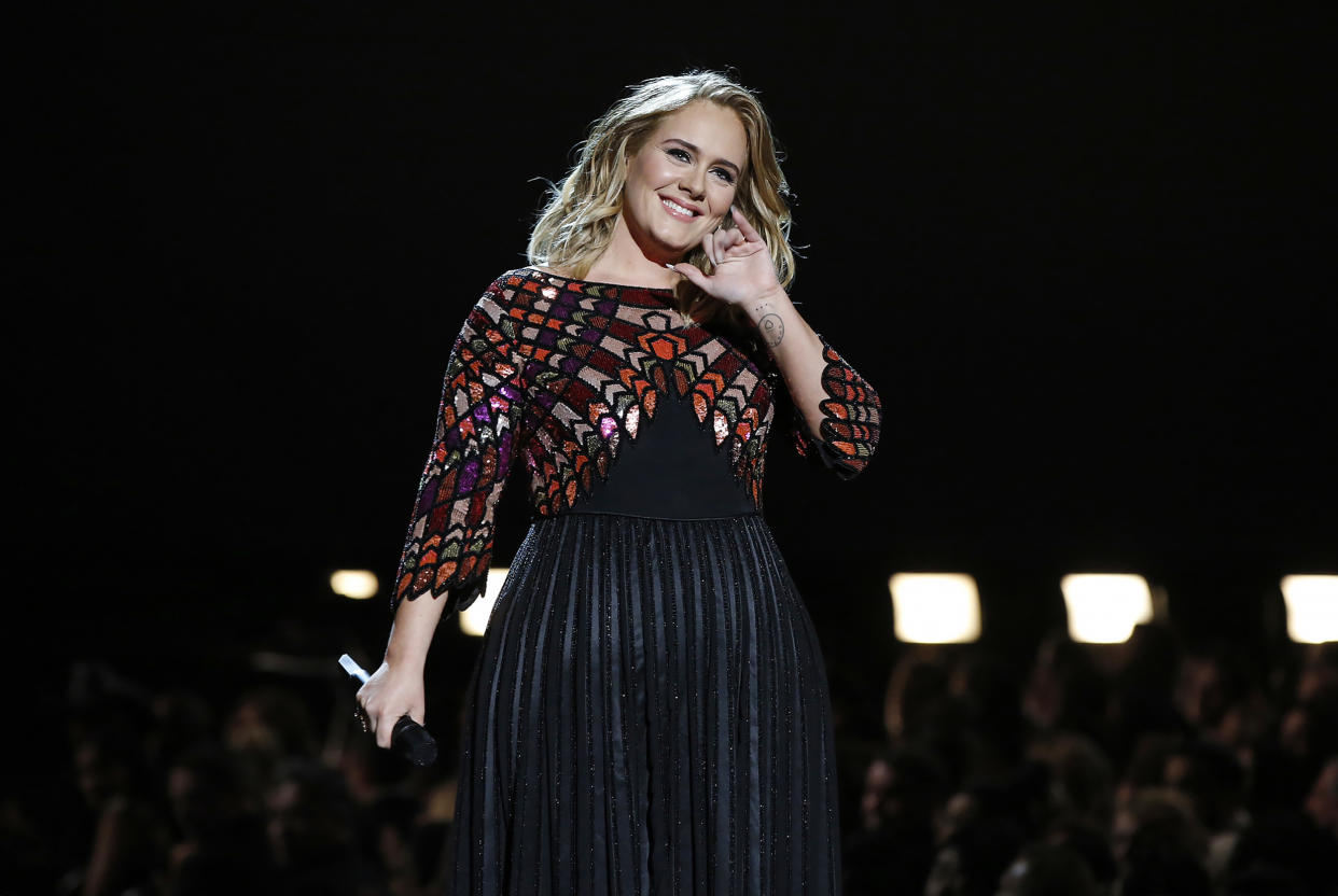 Adele at the 59th annual Grammy Awards (Monty Brinton / CBS via Getty Images)