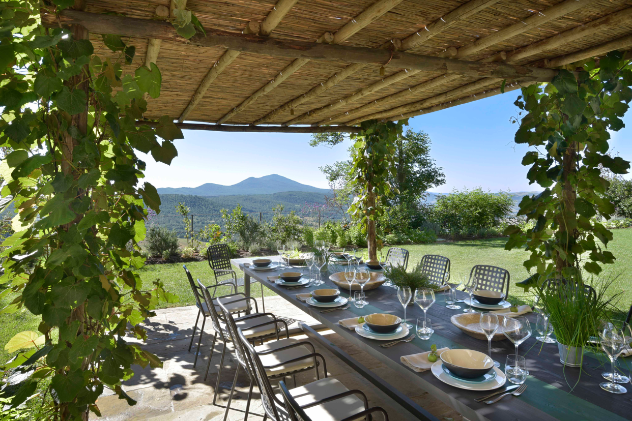 Monteverdi Tuscany has a cooking school, romantic gardens, and exceptional restaurants with panoramic views of the ancient countryside.