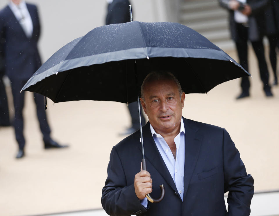 CEO of Arcadia Group Philip Green arrives at the Burberry Spring/Summer 2014 collection at London Fashion Week September 16, 2013. REUTERS/Olivia Harris (BRITAIN - Tags: FASHION BUSINESS)