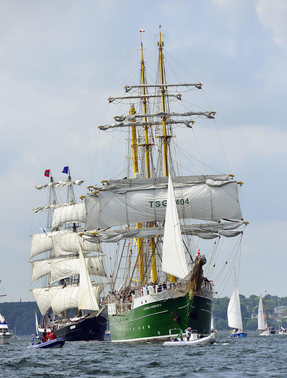 The "Alexander von Humboldt II" tall ship leads the Windjammer Parade of tall ships on June 23, 2012 in Kiel, Germany. The parade, which features approximately 100 tall ships and traditional large sailing ships, is the highlight of the Kieler Woche annual sailing festival, which this year is celebrating its 130th anniversary and runs from June 16-24. (Photo by Patrick Lux /Getty Images)