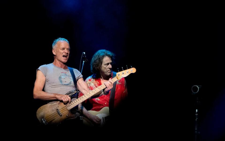 Sting stands with guitarist Dominic Miller during Wednesday night’s performance at the Hard Rock Live Sacramento near Wheatland on Wednesday night.