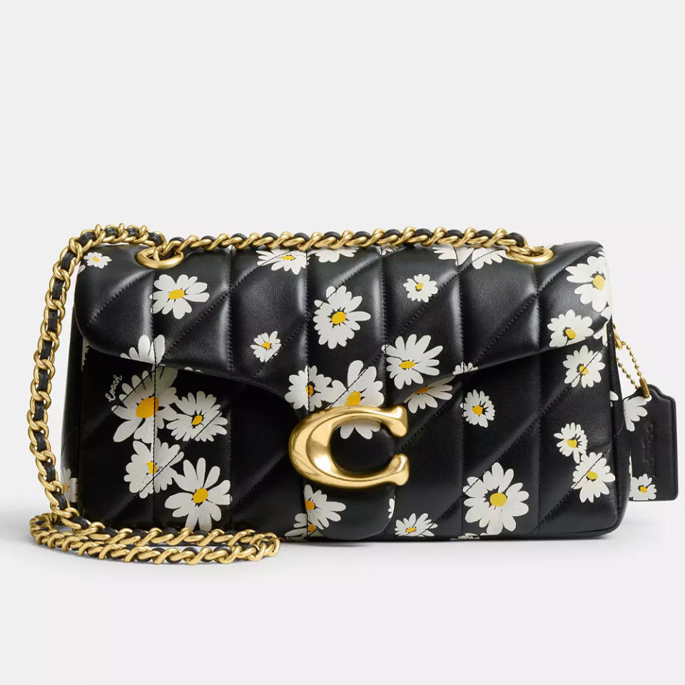 Coach Tabby 26 handbag in black and daisy print