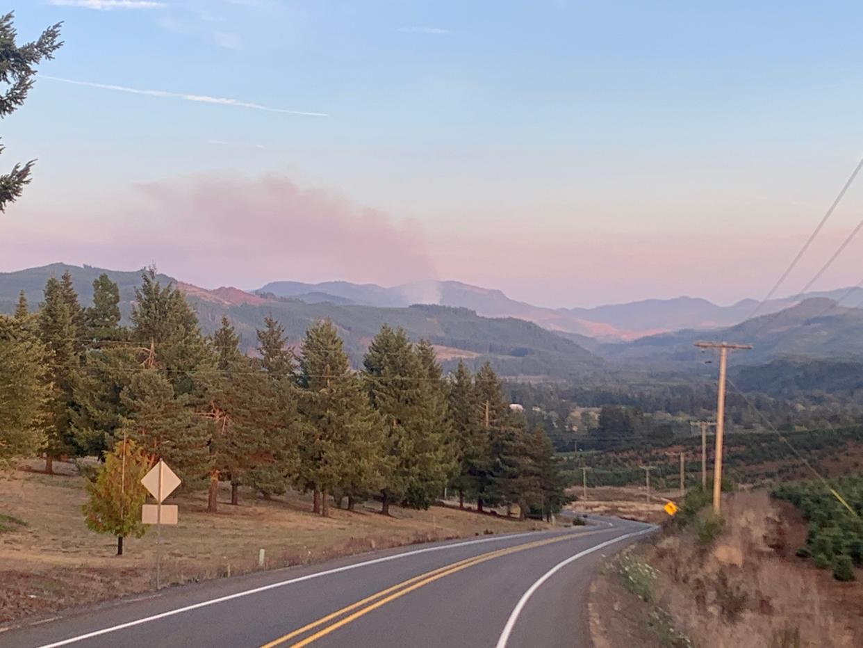 View of the McCully Mountain Fire burning south of Lyons.