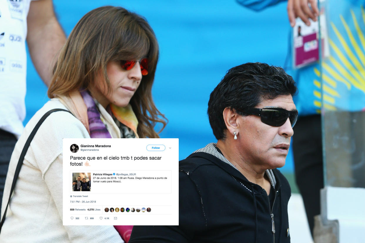 Gianinna Maradona y su padre, Diego. Foto: Getty