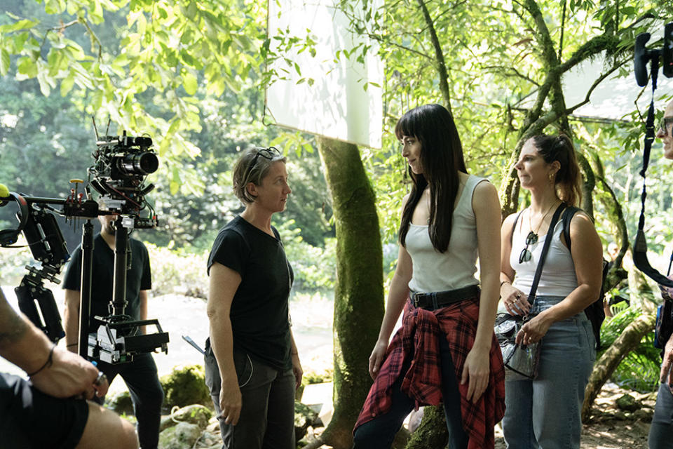 Director SJ Clarkson and Dakota Johnson on the set of Columbia Pictures’ MADAME WEB.