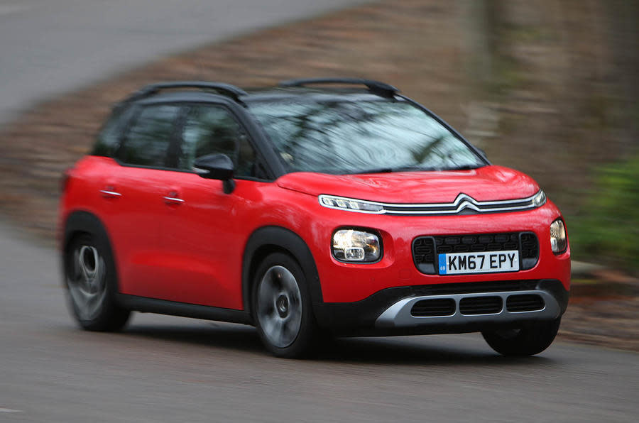 Red Citroen C3 Aircross front quarter cornering