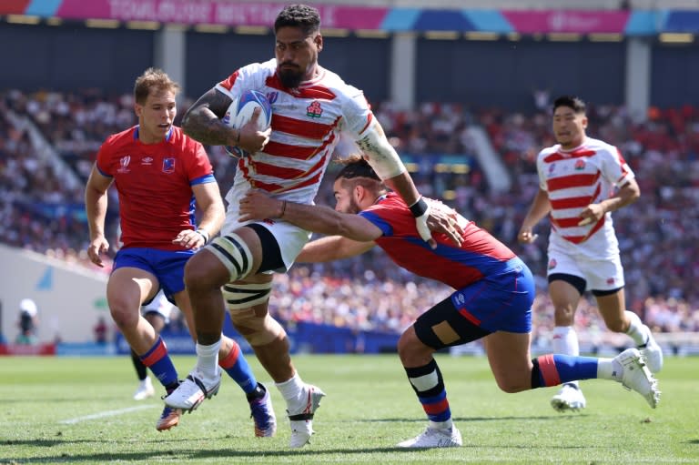 Japan's lock Amato Fakatava powered over for two tries but wants improvements against England (CHARLY TRIBALLEAU)
