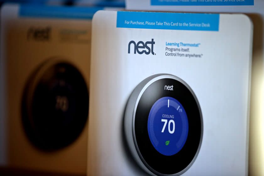 SAN RAFAEL, CA - JANUARY 13: The Nest Learning Thermostat is displayed at a Home Depot store on January 13, 2014 in San Rafael, California. Google announced today that it has acquired Palo Alto, Calif. based digital smoke alarm and thermostat company Nest for $3.2 billion in cash. (Photo by Justin Sullivan/Getty Images)