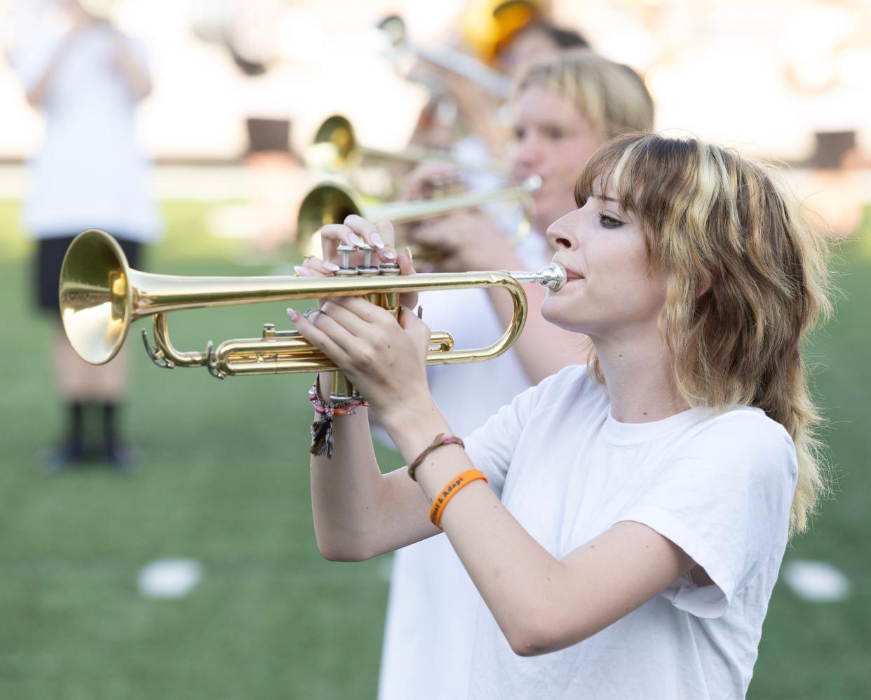 The Massillon Tiger Swing Band members perform a song written by composer Sammy Nestico at a recent showcase for their parents. The band will record the original composition for a film about Nestico.