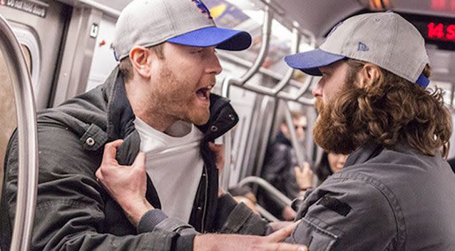 Possible double trouble was at play on the New York subway. Source: YouTube.