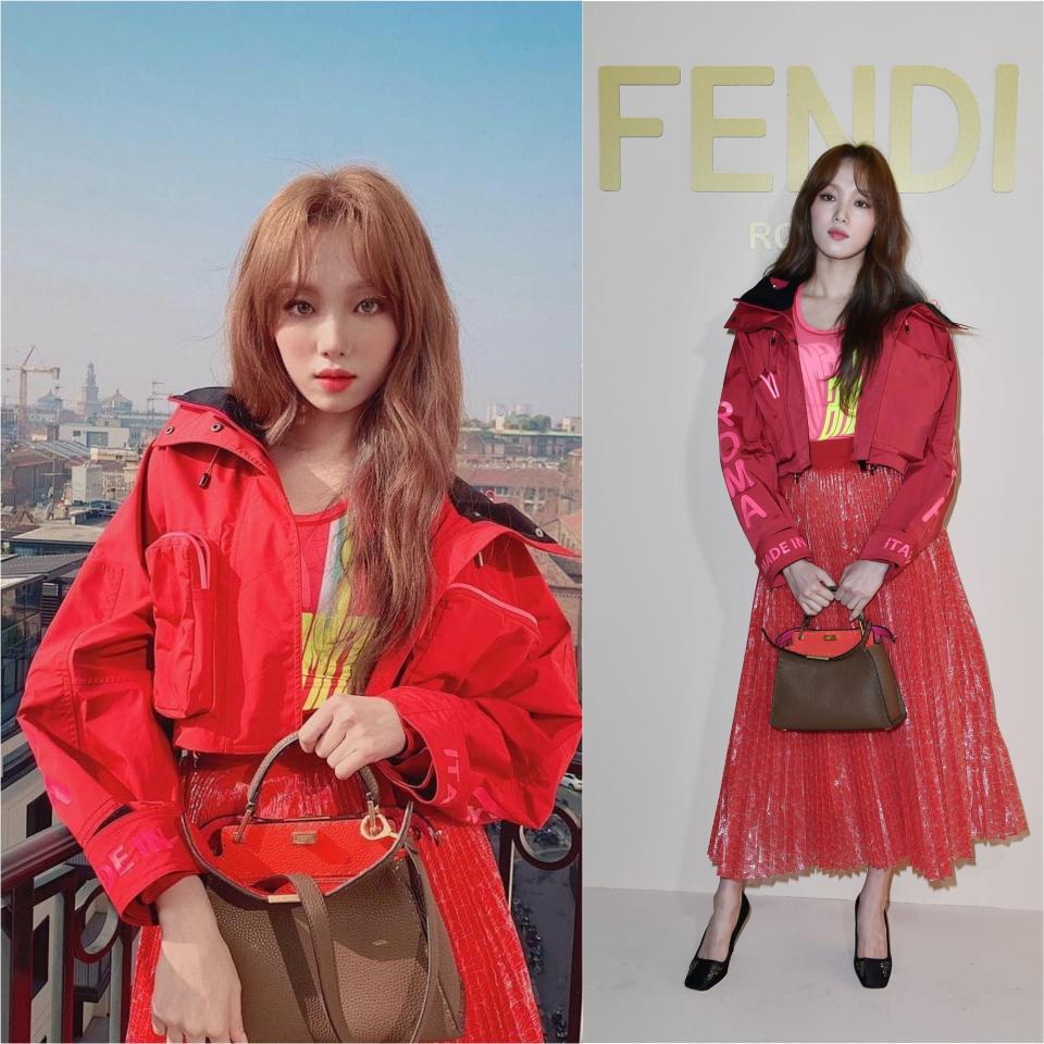 <h3>李聖經</h3><p>韓國女星李聖經出席 FENDI 服裝秀，即使是全身紅色也能玩美駕馭！</p><cite>微博 / IG</cite>