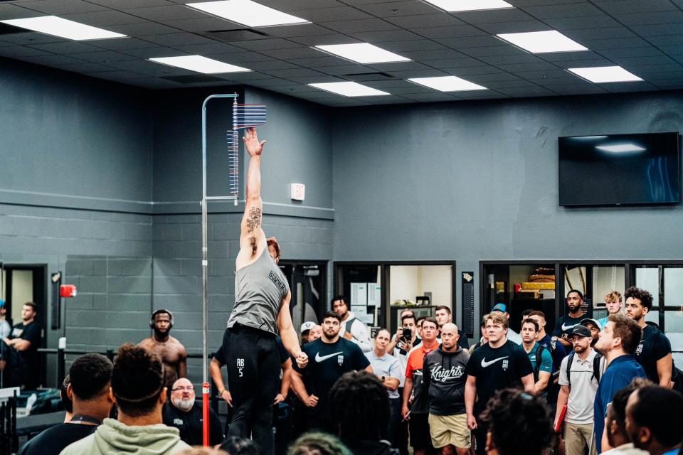 UCF running back Isaiah Bowser hit a 35.5-inch vertical jump during the school's pro day Wednesday.